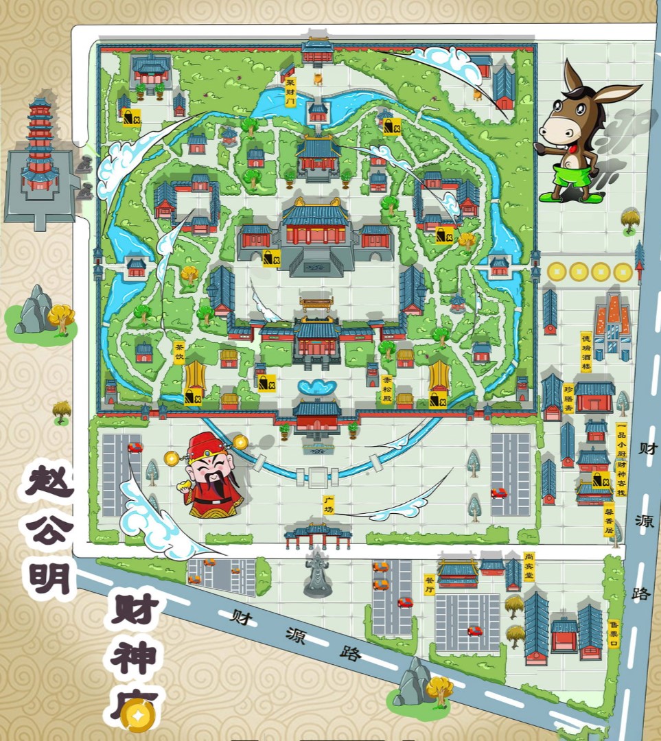 荔湾寺庙类手绘地图